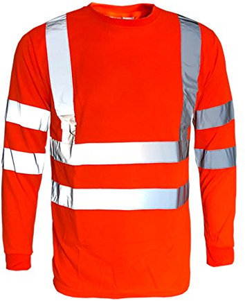 Hi Vis viz Long Sleeve t Shirts Safety Security Work Wear Summer Breathable Top (Orange, M)