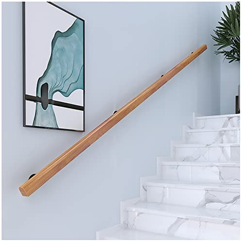 Pasamanos Escalera Pasamanos de madera 30-600cm con soportes, Varilla de soporte de barandillas de escalera antideslizante (Pícaro, 100cm)