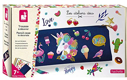 Janod - Federtasche zum Verzieren und individuell Gestalten - Les Ateliers Déco - Set für kreative Freizeitbeschäftigungen für Kinder - Feinmotorik und Konzentration - Ab 7 Jahren, J07917, Mittel