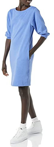 Amazon Essentials Women's Fleece Blouson Sleeve Boatneck Sweatshirt Dress (Available in Plus Size), Blue Heather, XL