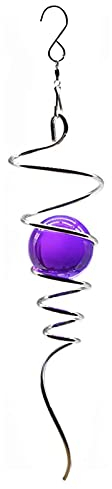 Morobor Rotating Wind Chimes, Crystal Ball Decoration, Motor Indoor Outdoor Decoration, Spiral Tail Hanging Swivel Hook 11/Purple