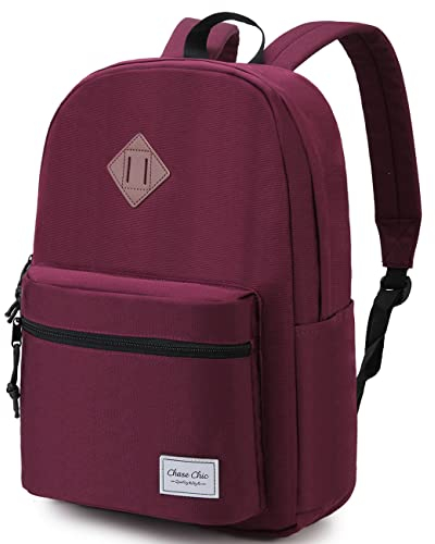 Chase Chic Rucksack Herren,Leichte Schulrucksack Jungen Mädchen,Wasserdichter Tagesrucksack mit 15.6 Laptopfach,Backpack für College Reisen Arbeitstasche,Rot