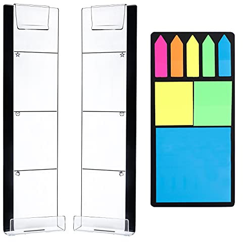 2PCS Multifunction Clear Computer Monitor Memo Boards (Left & Right) Acrylic Screen Message Side Panel Phone Holder Message Reminder for Office Desktop with Sticky Notes
