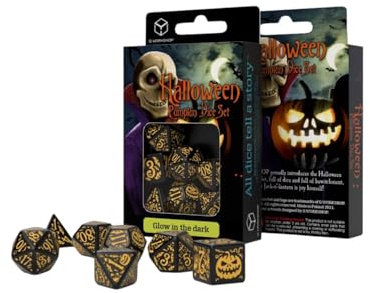 Q-Workshop QWOHAP4F Halloween Pumpkin – Jack O'Lantern Dice Set (7)