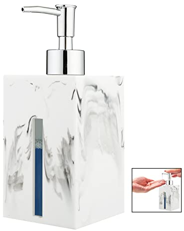 Countertop Lotion Dispenser, 500ml Resin Soap Dispenser Lotion Dispenser White Black Bathroom Soap Dispenser Bottle Soap Pump for Home Hotel Bathroom (White)