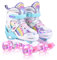 YUDOXN Rollschuhe Mädchen Verstellbar.komfortabl LED Rollerskates für Jugendliche und Anfänger.3 Größen, verstellbar von 31 bis 42, Rollerskates.Verstellbar Rollschuhe für Kinder (S, Rainbow-C)