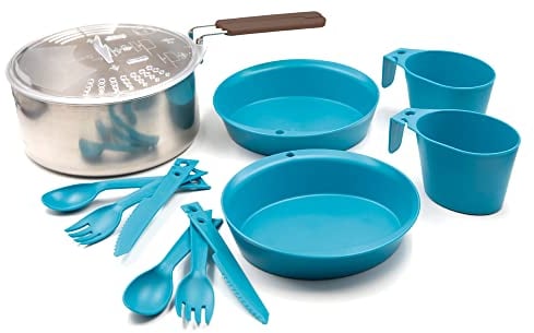 Laken Set de Cocina, Set de Camping Vivac de Acero Inox y Polipopileno 2 Personas