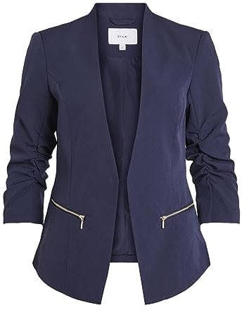 Vila Damen Vijoy Noos 3/4 Blazer, Navy Blazer, 34 EU