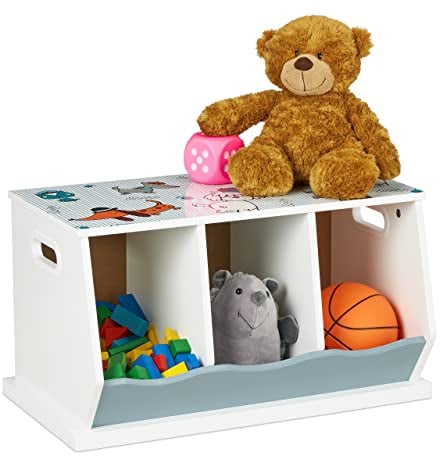 Relaxdays Scaffale per la Cameretta dei Bambini, Mobile con 3 Scomparti Aperti, HxLxP, 5x60x36 cm, in MDF, Colorato, Fibra di Legno, H x L x P: 32,5 x 60 x 36 cm ca