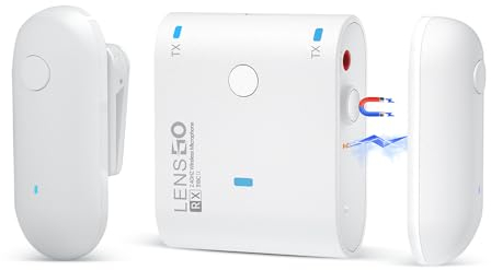 LENSGO 2,4 GHz Dual Clip On Wireless Lav Mikrofon für Canon Nikon Sony DSLR Kamera Camcorder Android Wiederaufladbares Ansteckmikrofon für Videoaufnahmen Interview TikTok YouTube -Schwarz (Weiß)