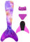 NAITOKE meerjungfrauenflosse mädchen Badeanzug - Meerjungfrau Flosse Bademode mit Bikini Set und Monoflosse Mermaid Tail, 4 Stück Set, XQSAS,120