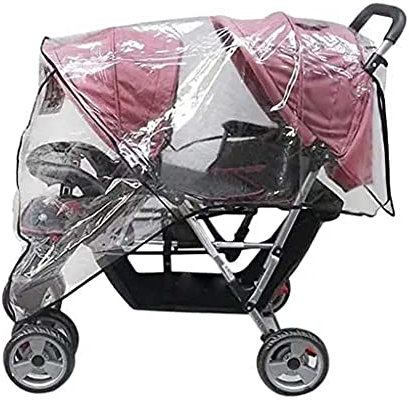 GizellMG Habillage Pluie Universel pour Poussette Double Housse de Poussette Capot Transparent Protection Hamac de Poussette Canne Landau Respirent et Durable