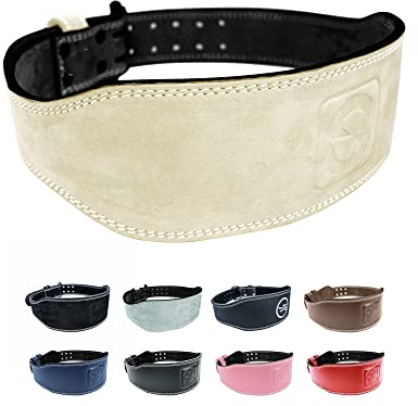 Weight-lifting Belt Gewichthebergürtel Kraftraining | Gym Gürtel Gewichtheben Powerlifting Belt für Kraftsport wie Deadlift, Kniebeugen und Body-Building | Fitness-Gürtel mit Polster, Beige-Nubuck S
