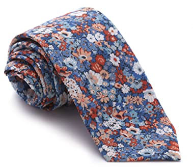 Cencibel Smart Casual Liberty Thorpe Hill Blau Krawatte mit himmlischen Blumen und Korallen, blau