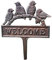 Birds Welcome Sign Lawn Spike Cast Iron Brown Perched Robins Garden Plaque Stake 28cm