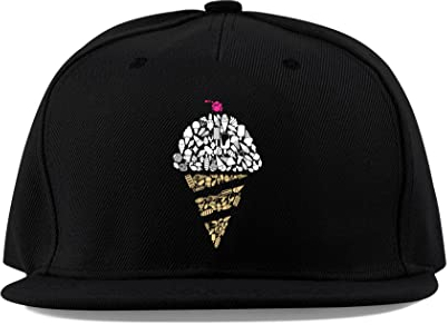 Maikomanija Eistüten Dessert Baumwolle Flaches Visier Fullcap Baseball Cap Trucker Hut Unisex Sport Atmungsaktiv, Schwarz , One size