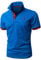 KUNJLELP Men's Regular-Fit Cotton Pique Polo Shirt Short Sleeve Golf Polos,Blue 03,M