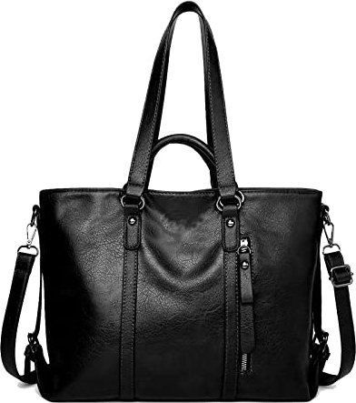 Aileese Tote Handtaschen für Damen, Retro, weiches Leder, Hobo-Geldbörsen, modisch, Crossbody, große Schultertaschen, Style 1 Schwarz, 34,29 cm, Reisetasche