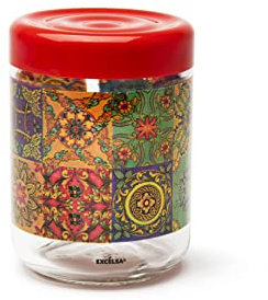 Excelsa Trinacria Jar with Lid, 800 Ml, Glass