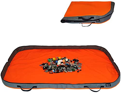 BBpara - Toy Storage Basket Play Mat for Building Bricks & Blocks - Toy Storage Bags Play Mat with Zipper - Easy use to keep the Kids Rooms neat & tidy - 55 Inches Large size - Orange