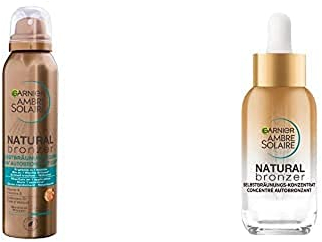 Garnier Ambre Solaire Selbstbräunungs Duo - Gesicht & Körper - Garnier Selbstbräuner Spray und Garnier Selbstbräunungs-Konzentrat, für Langanhaltende, natürliche Bräune, Bronzer von Ambre Solaire