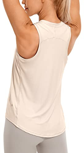 CRZ YOGA Damen Sport Tank Top Racerback Ärmelloses Yoga Oberteile Sommer Fitness Tops Gym Leichte Sporttop Weißer Opal 38