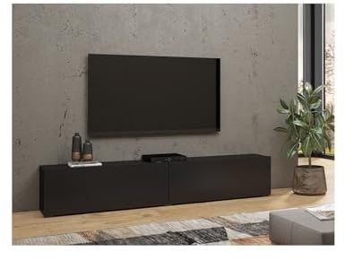 Meublorama Mobile TV 180cm Collezione Eva. Colore Nero e Rovere.