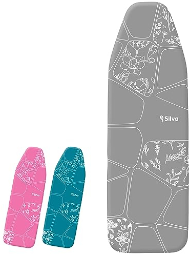Silva Bügelbrettbezug 140x50 für Dampfbügelstation |100% aus Baumwolle und 5 mm Filzstärke | Bügeltischbezug für schnelles und leichtes Bügeln | Farbe Türkis (XL, Grau)