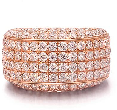 Bishilin Trauringe Rotgold 585 Herren, Hochzeit Ringe Breit mit 4.81ct Moissanit Eheringe Nickelfrei Verlobungsringe für Männer Größe 60