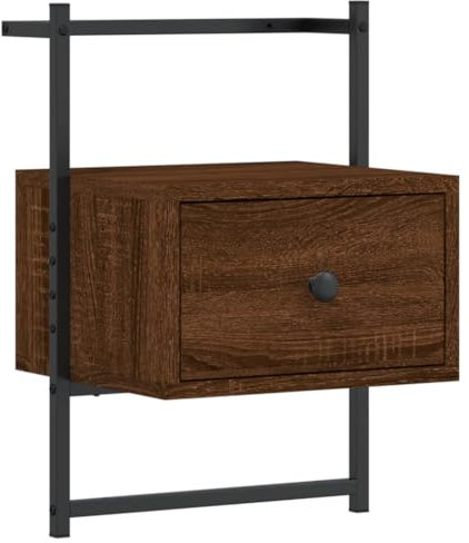 vidaXL Wand Nachttisch, Schwebend Nachtschrank mit viel Stauraum, Wandmontage Nachtkommode Nachtkonsole, Wandregal Schlafzimmer, Braun Eiche Holzwerkstoff