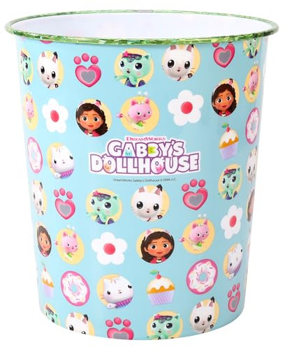 Zawadi Global Gabby's Dollhouse Kids Childrens Waste Bucket Paper Bin Basket for Bedroom Study Desk Dustbin