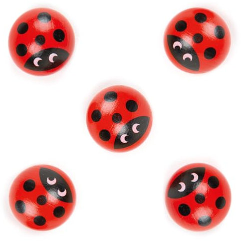 Nene Toys Set mit 5 Holzersatzstücken für das Marienkäfer-Matchspiel - Premium handgefertigte Holzmarienkäfer zur Bereicherung Ihres Spielerlebnisses [Ideal für verlorene oder fehlende Spielfiguren]