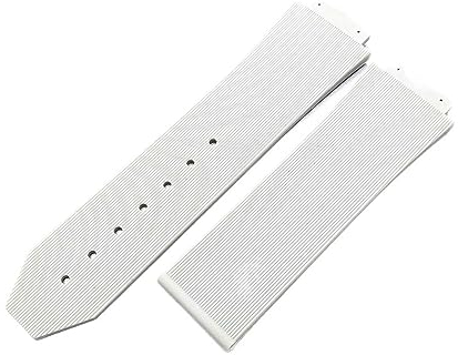 MAMA'S PEARL Fit for Hublot Fusion Serie 19x25mm Silikonband Streifen Uhrenarmband Handgelenk Armband Zubehör Frauen Männer Gummi Weißes Armband (Color : White, Size : 19x25mm)