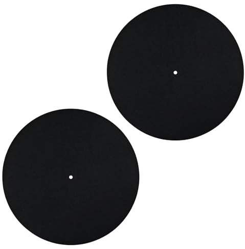 2pcs Record Player Mat, 12 Inch Anti-Slip & Anti-Static Felt Record Pad Turntable Slipmat Wool Turntable Platter Mat Record Player Protective Mat for Home Record Players (Black)