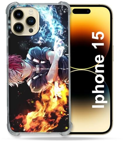 Cokitec Verstärkte Schutzhülle für iPhone 15 (6.1) Manga My Hero Academia Shoto