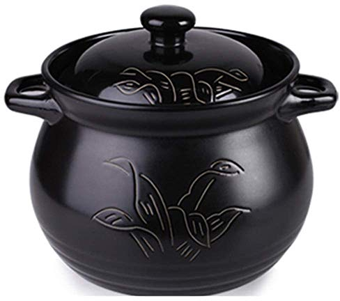 Cazuela De Barro Estofado De Terracota Cazuela De Cerámica Ollas De Barro con Tapas - Gran Capacidad Durable Fácil De Limpiar Sartén Antiadherente Capacidad 5L-Capacidad