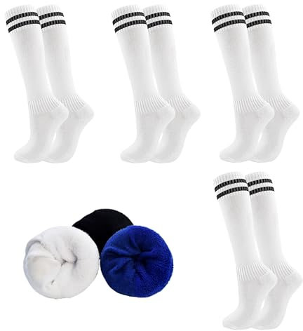 HYCLES 4 Paar Fußballsocken Kinder Stutzen Kinder Fußballsocken für Jungen und Mädchen Kniestrümpfe Sportsocken Trainingssocke Sockenstutzen Fußballtraining Laufen Sport 3-6 Jahre