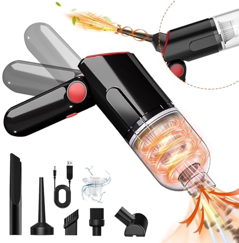 D-Lumina Aspirador De Mano Potente,12000PA Mini Aspirador Coche Potente Portátil Recargable con Lavable Filtro Hepa,Apta para Limpieza Profunda de Coches y Hogares.