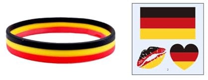 Xbemkste Fan Bracelet Germany Flag Tattoo Sticker Set, Euro Decoration, World Cup, 2024 Football Euro Olympic Party Decoration, European Championship - Black, Red, Gold, Fan Item