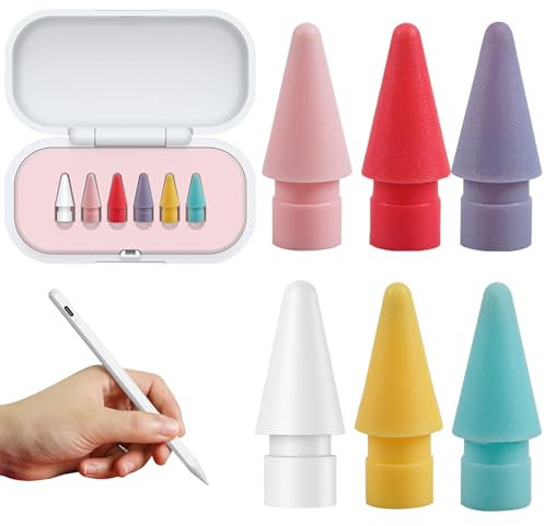 6 Stück Farbe Apple Pencil Spitzen, Hochempfindlich Ipad Pencil Spitze Kompatibel Apple Ersatzspitzen Eingabestift, Farbe Stiftspitze Für Apple Pencil 1 & 2. Generation Mit Aufbewahrungskiste
