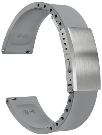 watchdives Fluorkautschuk Uhrenarmband, Zuschneidbares Uhrenarmband mit Schnellverschluss, Weiches Ersatzarmband mit Gefräster Schließe für Männer und Frauen, 18 mm/19 mm/20 mm/21 mm/22 mm