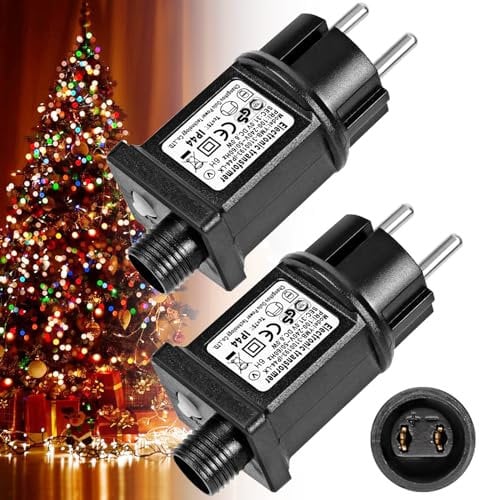 31V 6W Lichterkette Netzteil Adapter,2 Stück LED Netzteil, Niederspannungs Transformator mit 8 Lichtmodi und Speicherfunktion, IP44 GS Stecker für Weihnachtsbeleuchtung Lichterkette (2 PACK)