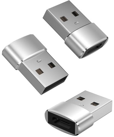 USB C to USB Adaptor, USB to USB C Adapter 3 Pack, USB C Female to USB Male Charger Cable Converter compatible with Apple Watch,Mac,iPhone 12 13 14 15 Max Pro,Airpods,iPad,CarPlay,Galaxy Silver*3