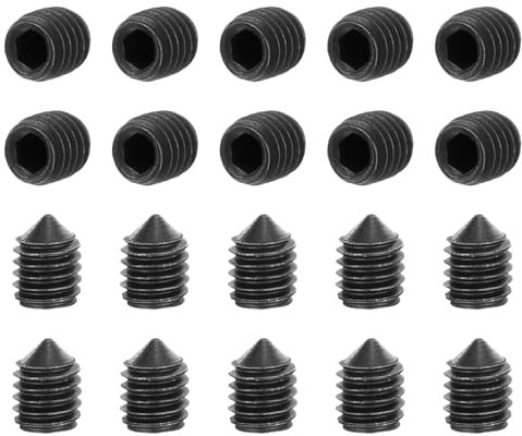 sourcing map Lot de 40 vis sans tête M3 x 4 mm en acier carbone à pointe conique hexagonale pour machines, réparations domestiques et fixations Noir