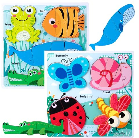 Wooden Toddler Puzzles Ages2-3,Montessori Jigsaw Puzzle for Toddlers 2-3 Learning Toys for Kids 2-4 Years Old, Educational Gifts for Boys Girls 2-3