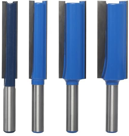 AKYLIN Lot de 4 Fraises à Rainurer Outil Bois Perceuse, Fraises à Rainurer à Double Flûte, Diamètre 10 mm/12 mm/18 mm/20 mm, Hauteur de Coupe 50 mm, Fraise pour Défonceuse, Fraise à Bois en Carbure de