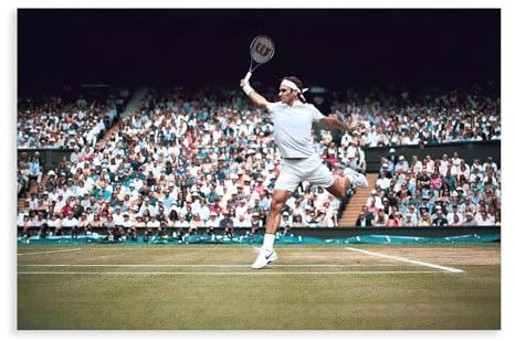 tcagd Roger Federer Poster, Motivationsposter, Leinwandposter, Schlafzimmer, Dekoration, Landschaft, Büro, Raumdekoration, Geschenk, 30 x 45 cm