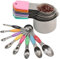 Tazas y Cucharas Medidoras Magnéticas,acero inoxidable,con mango apilable,incluir 7 tazas medidoras, 8 cucharas medidoras de doble cara, 1 nivel de burbuja,para ingredientes secos y líquidos