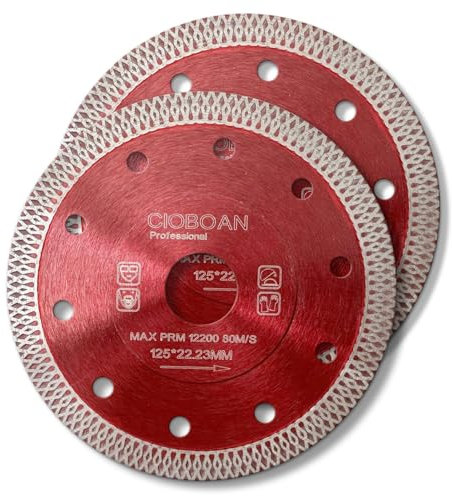 Diamantscheibe Set 2x 125mm, Extra Dünne Diamant Trennscheiben für Harte Fliesen, Harter Stein - in Profi Qualität