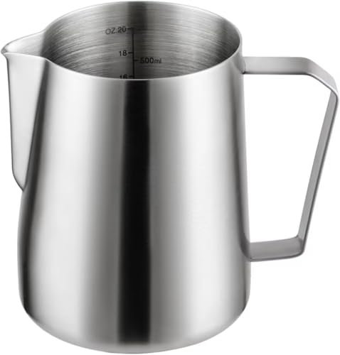 Wrobic Milk Frothing Pitcher 30oz/900ml, Stainless Steel Milk Jug for Making Latte Art and Coffee Cappuccino,Latte Art Barista Steaming Pitcher Milk Frother Jug with Scale